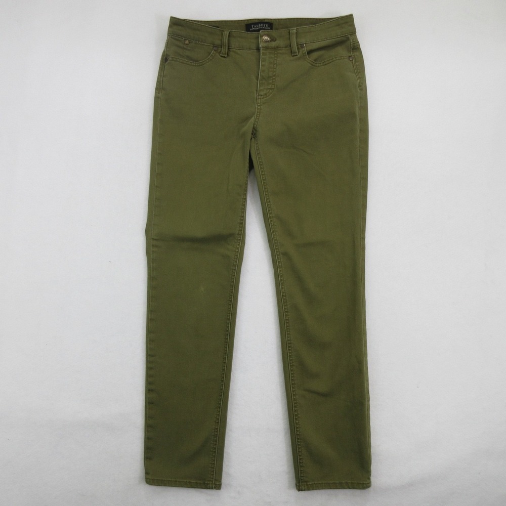 Talbots Women's Pants Size 4 Slim Ankle Flawless Five Pocket Olive Green Stretch